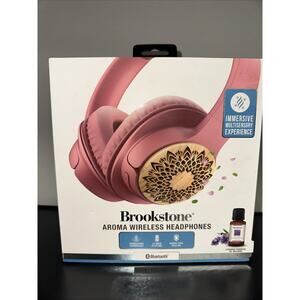 Brookstone Pink Aroma Wireless Headphones, Bluetooth,Immersive Multisensory NIB